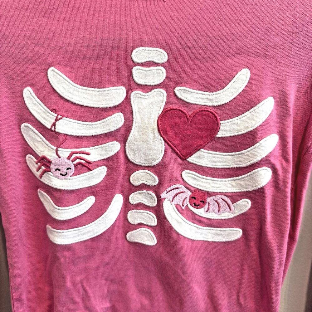 Gymboree Pajamas Girls 12 Pink Gymmies Pjs Halloween Skeleton Spider Fall Bones